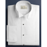 Neil Allyn White 1/4" Pleated Wing Collar Tuxedo Shirt